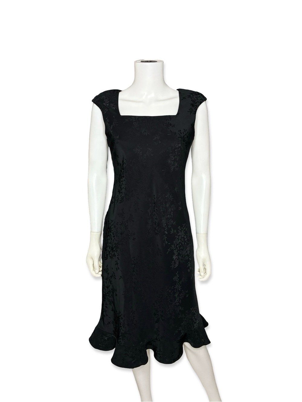 S.L. Fashions Vintage 90's Black Floral Ruffle Hem Dress